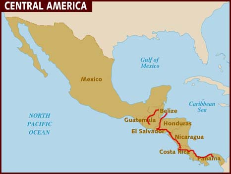 mappa dell'America Centrale