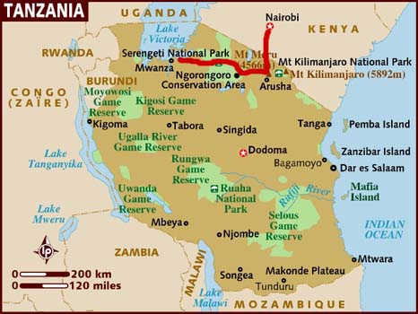 mappa di Kenya e Tanzania